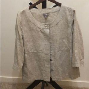 Linen 3/4 sleeve button down jacket
